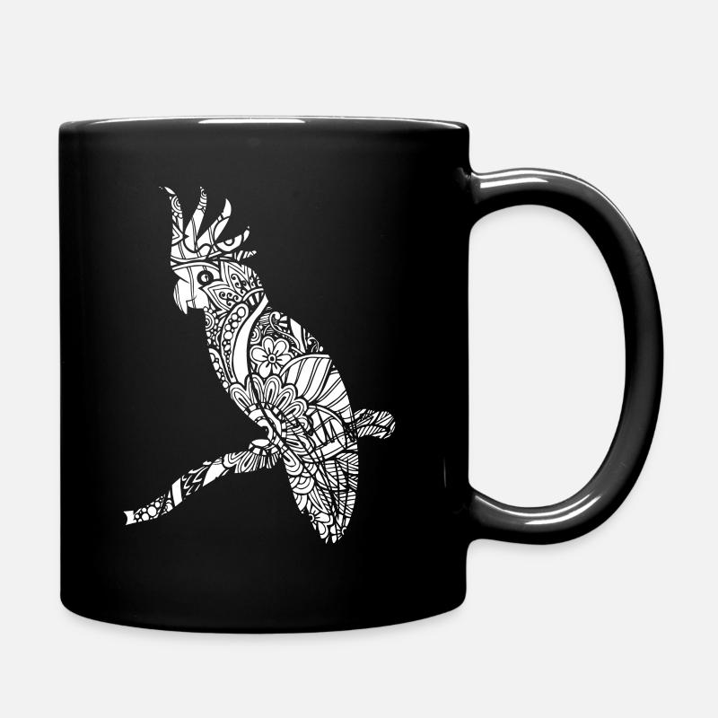 Cockatoo Cockatoo Floral Pattern - Full Colour Mug - black