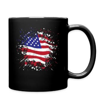 USA Fahne Amerika Flagge - Tasse einfarbig - Schwarz - Rechts