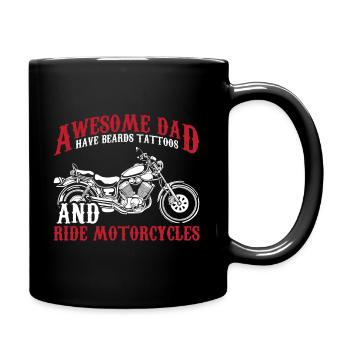 Bärtiger Papa mit Bart Tattoos Motorradfahrer - Tasse einfarbig - Schwarz - Rechts