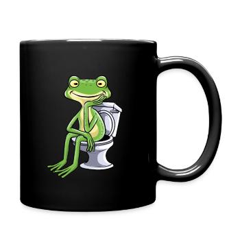 Frosch Klo Kacken Toilette - Tasse einfarbig - Schwarz - Rechts