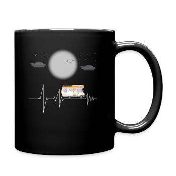 camping Wohnwagen herzschlag - Tasse einfarbig - Schwarz - Rechts
