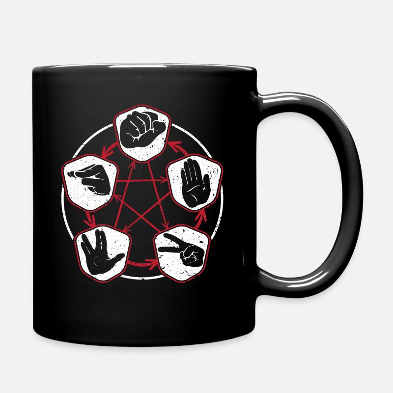 Nerdy Schere Stein Papier plus Echse & Spock Spiel - Tasse einfarbig - Schwarz