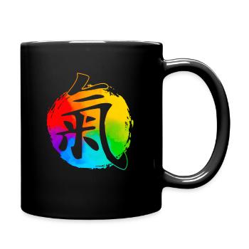Belle T-shirt Qi Gong avec police Yin Yang coloré - Mug uni - noir - Droite