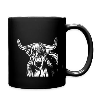 Schottisches Highland Cattle Hochlandrind - Tasse einfarbig - Schwarz - Rechts