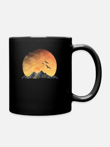 Berge Sonne Natur Wandern - Tasse einfarbig - Schwarz