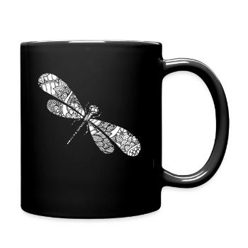 Libelle Libelle Blumenmuster - Tasse einfarbig - Schwarz - Rechts