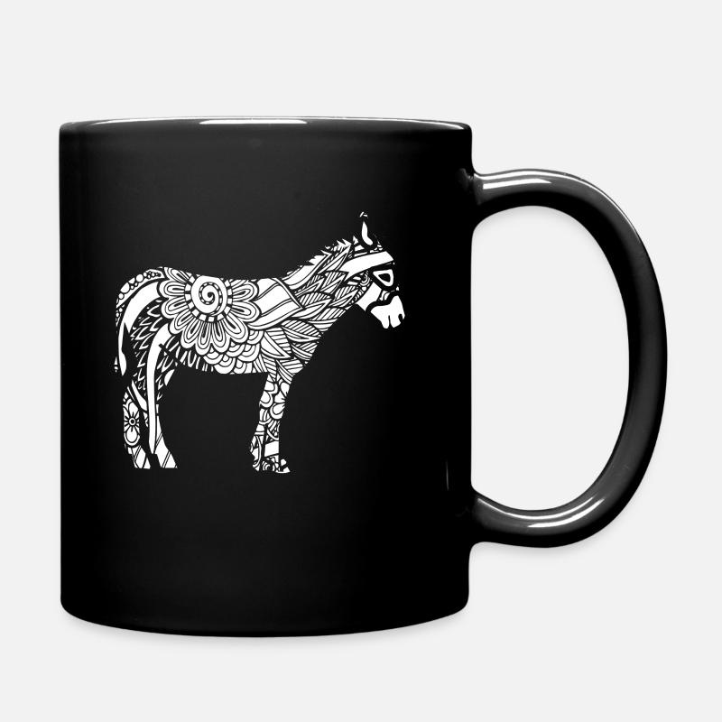 Esel Esel Blumenmuster - Tasse einfarbig - Schwarz