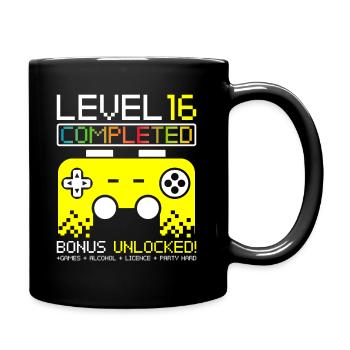 Gamer 16ter Geburtstag Gaming Geschenk T-Shirt - Tasse einfarbig - Schwarz - Rechts
