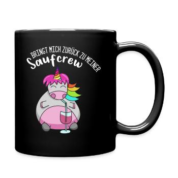 Saufcrew lustiger Spruch trinkendes Einhorn Wein - Tasse einfarbig - Schwarz - Rechts