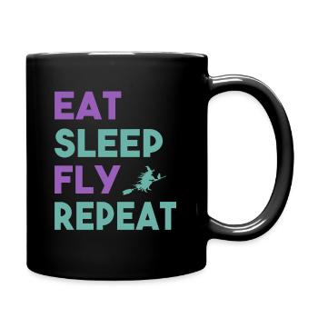 Manger dormir voler répéter sorcière sorcière cadeau Wiccan - Mug uni - noir - Droite