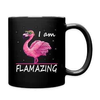Flamant drôle, je flambe - Mug uni - noir - Droite