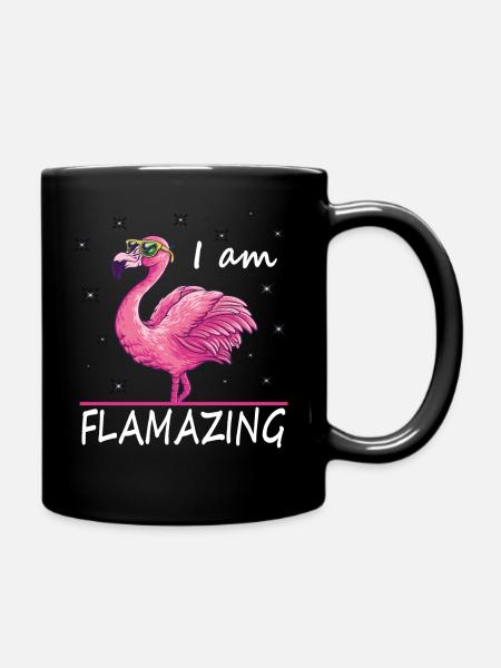 Flamant drôle, je flambe - Mug uni - noir