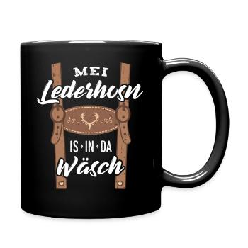 Mei Lederhosn is in da Wäsch Ersatz Lederhose Bua - Tasse einfarbig - Schwarz - Rechts