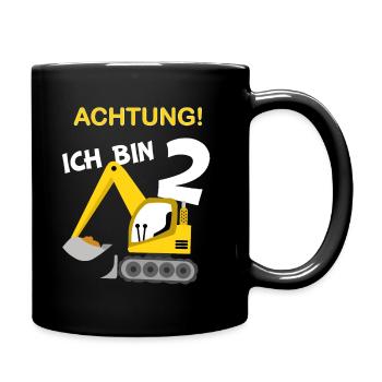 Kinder 2 Geburtstag Bagger 2 Jahre Jungs Geschenk - Tasse einfarbig - Schwarz - Rechts