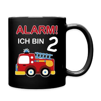 2. Geburtstag Feuerwehr 2 Jahre Geschenk Jungen - Tasse einfarbig - Schwarz - Rechts
