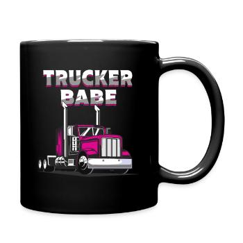 Trucker Babe LKW Fahrerin Truckerin Frauen - Tasse einfarbig - Schwarz - Rechts