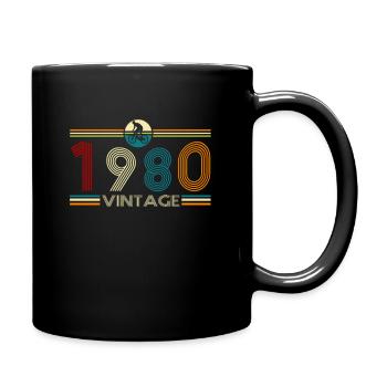 40th birthday vintage retro biking 1980 gift - Full Colour Mug - black - Right
