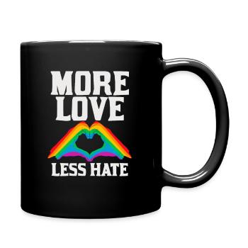 More Love Less Hate, Gay Pride, LGBT Slim Fit - Full Colour Mug - black - Right