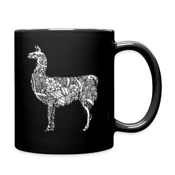 Lama Lama Blumenmuster - Tasse einfarbig - Schwarz - Rechts