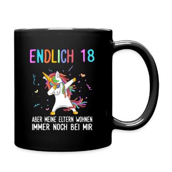 Endlich 18 Geburtstag - 18 Jahre Mädchen - Tasse einfarbig - Schwarz - Rechts