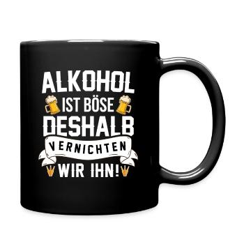 Alkohol Bier Vernichter Geschenk - Tasse einfarbig - Schwarz - Rechts