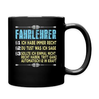 Fahrlehrer Paragraph - Tasse einfarbig - Schwarz - Rechts
