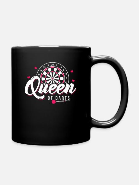 Queen of Darts Darten Dartspielerin Dart Geschenk - Tasse einfarbig - Schwarz