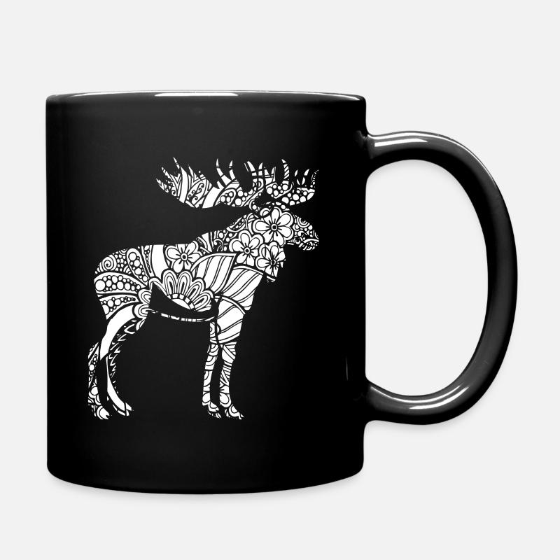 Elch Elch Blumenmuster - Tasse einfarbig - Schwarz