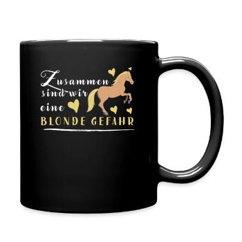 Haflinger Pferd Reiten Blond Blondine Mädchen - Tasse einfarbig - Schwarz - Rechts