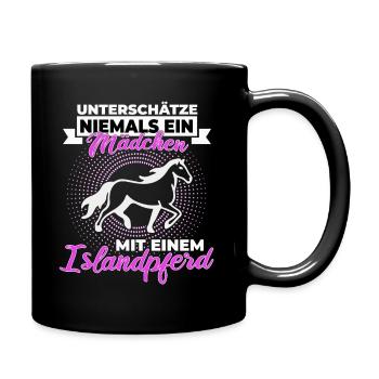 Unterschätze niemals ein Mädchen - Islandpferd - Tasse einfarbig - Schwarz - Rechts