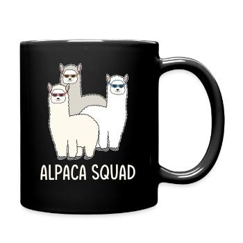 Alpaka Team mit bunten Brillen - Tasse einfarbig - Schwarz - Rechts