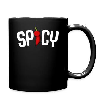 Spicy Chili Schriftzug Scharfe Chilischote - Tasse einfarbig - Schwarz - Rechts