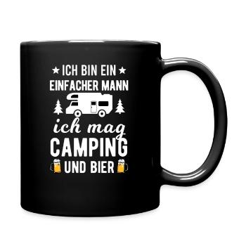 Camping Bier Camper Herren Wohnwagen - Tasse einfarbig - Schwarz - Rechts