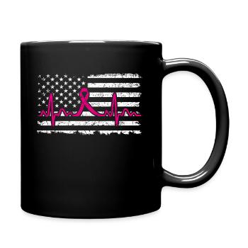 Womens USA Flag Ribbon Breast Cancer Awareness Pat - Tasse einfarbig - Schwarz - Rechts
