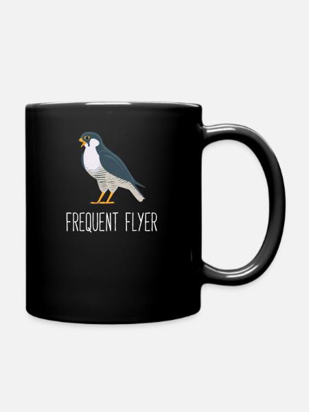 A Peregrine Falcon - is a Frequent Flyer - Full Colour Mug - black