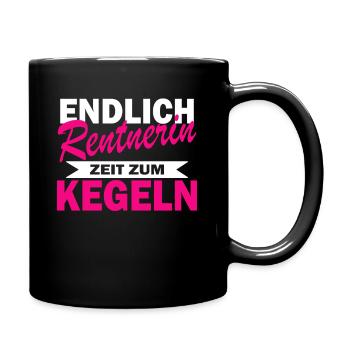 Endlich Rentnerin Kegeln Rente Ruhestand Geschenk - Tasse einfarbig - Schwarz - Rechts