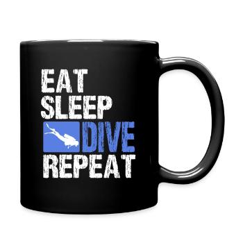 EAT SLEEP DIVE REPEAT Gerätetauchen Apnoe Taucher - Tasse einfarbig - Schwarz - Rechts