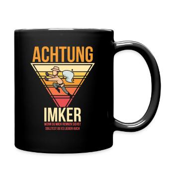 Achtung Imker Bienen - Tasse einfarbig - Schwarz - Rechts