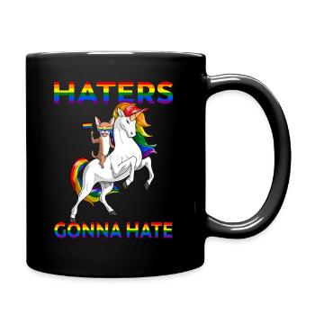 LGBT Gay Pride Chihuahua Dog Riding Unicorn - Mug uni - noir - Droite