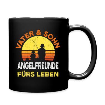 Vater Und Sohn Angeln Angler Vatertags Geschenk - Tasse einfarbig - Schwarz - Rechts