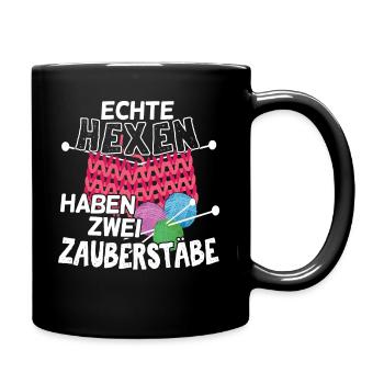 Stricken Nähen Echte Hexen haben zwei Zauberstäbe - Tasse einfarbig - Schwarz - Rechts