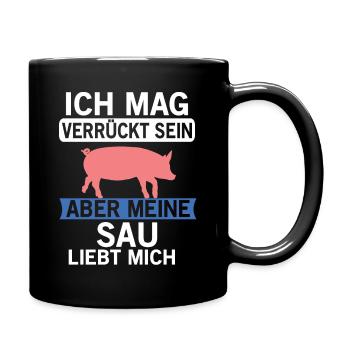 Sau schwein bauer landwirt - Tasse einfarbig - Schwarz - Rechts