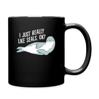 I Just Really Like Seals Ok Funny Seals - Full Colour Mug - black - Right