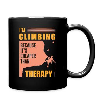 Klettern Freiklettern mit Karabiner Geschenk - Tasse einfarbig - Schwarz - Rechts