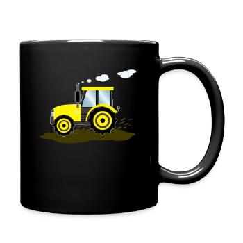 Kindershirt mit Traktor in gelb - Geschenkidee - Tasse einfarbig - Schwarz - Rechts