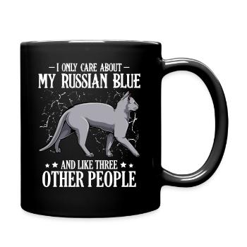 I Only Care About My Russian Blue - Katzen Spruch - Tasse einfarbig - Schwarz - Rechts