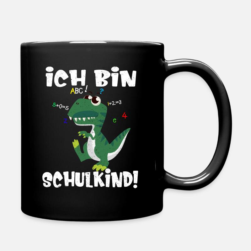 Dino Einschulung Ich bin Schulkind - Tasse einfarbig - Schwarz