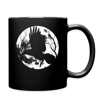 Dark Raven Silhouette Gift design for Crow Raven - Full Colour Mug - black - Right