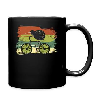 Fahren Sie neuseeländische lustige Kiwi auf einem Fahrrad-Design - Tasse einfarbig - Schwarz - Rechts