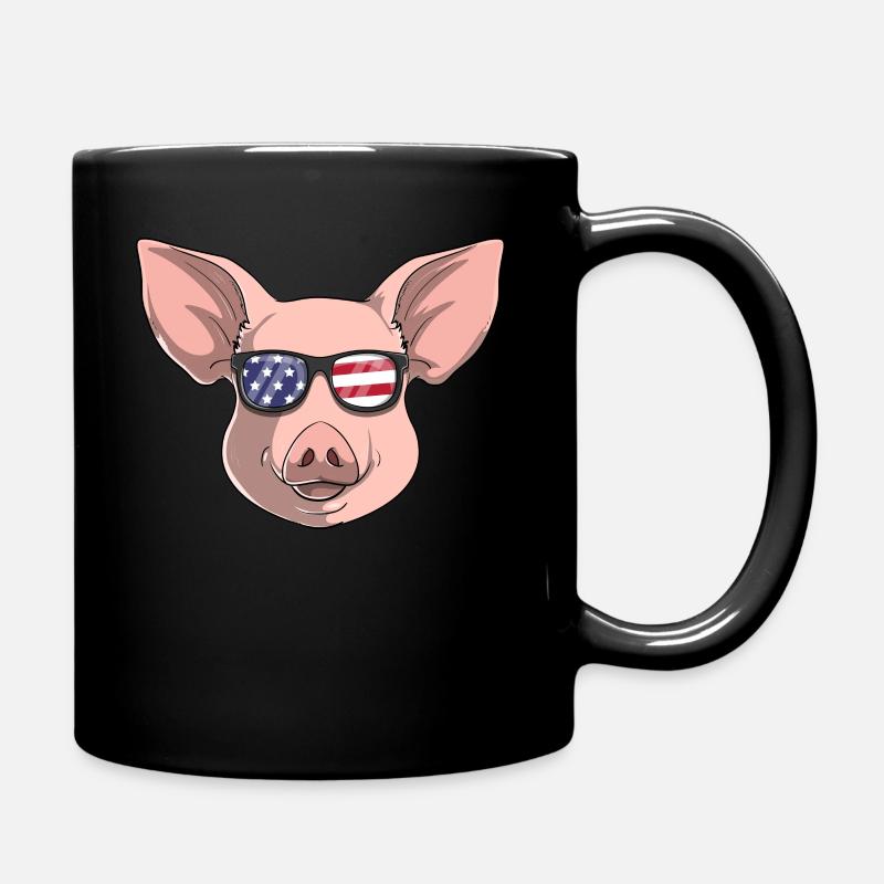 Cochon patriotique Merica drapeau américain - Mug uni - noir